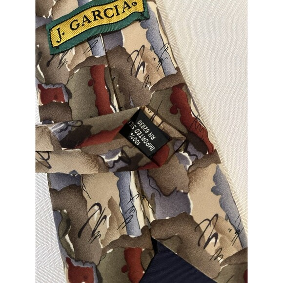 Jerry Garcia Men’s Tie, 100% Silk Handmade In Mexico, Psychedelic Neutral Design - Picture 3 of 6